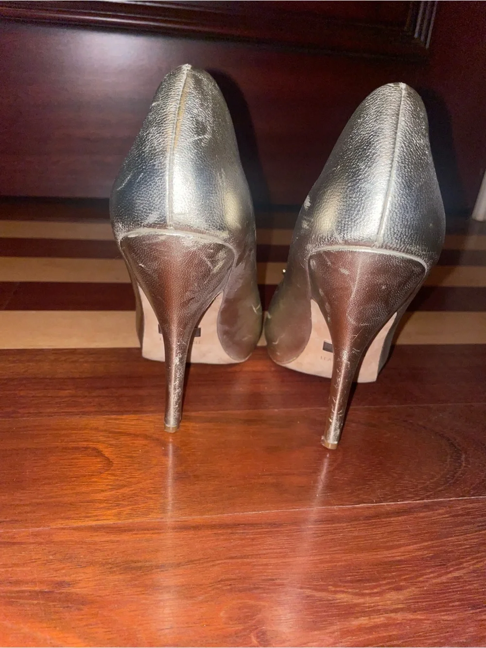 Badgley Mischka Metallic Gold Jeweled Peep-Toe Pumps